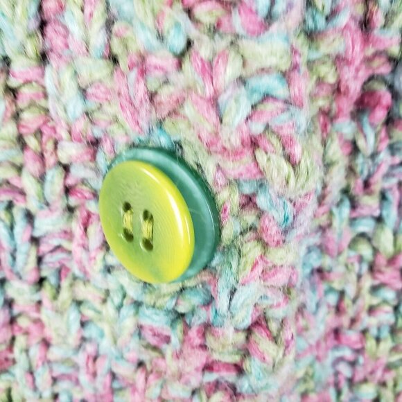 Sleeping on Snow Mock Neck Cardigan Sweater Wool Blend Pink Blue Green Size L - Picture 3 of 6